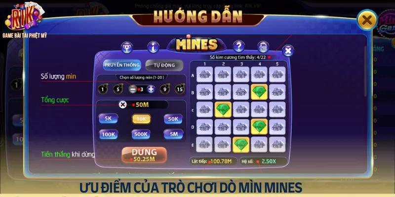 Những ưu điểm của trò chơi Mines